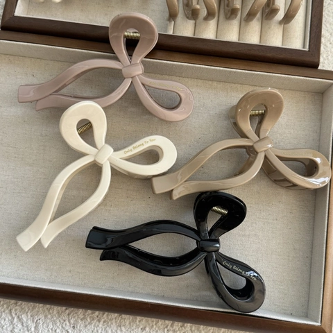 Koreaanse Glanzende Strik Haarklem Kunststof Minimalistische Haarspeld Voor Dames Elegante Knot Accessoires