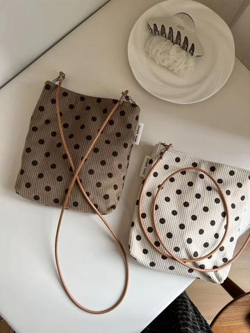 Bolso Bandolera Retro De Pana Con Lunares Para Teléfono Móvil Mini Bolso De Hombro Con Correa De Cuero Casual