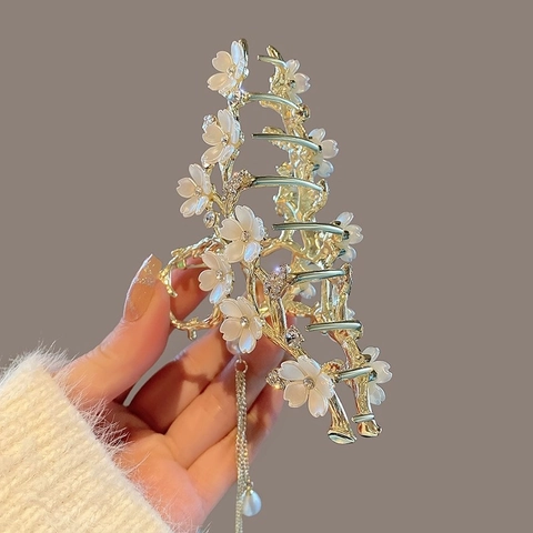 Molletta Per Capelli Fiore Elegante Lega Resina Strass Lunga Frangia Perla Artificial Sintetica Accessori Per Capelli Donna