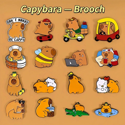 Cute Capybara Enamel Pin Cartoon Animal Zinc Alloy Metal Badge Brooch For Backpack Clothes Decoration Kawaii Gift