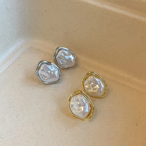 Γαλλικά Vintage Ακανόνιστα Σκουλαρίκια Με Κλιπ Artificial Baroque Pearl Κράμα Χρυσό Κομψά Χωρίς Τρύπα Γυναικεία Κοσμήματα
