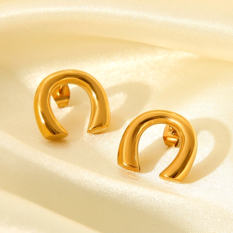 Hufeisen Ohrstecker 18K Vergoldeter Edelstahl Minimalistisch Geometrisch U-Form Bogen Mode Schmuck Für Damen