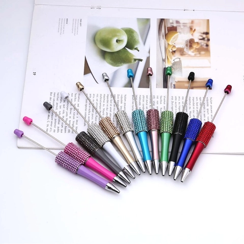 Penna A Sfera Con Perline E Strass Metallo DIY Scrittura Colorato Scintillante Elegante Decorativo Regalo Ufficio Scuola