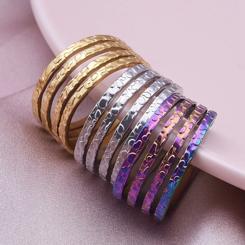 Anello Aperto Multistrato in Acciaio Inossidabile Vintage Per Donna Uomo Minimalista Geometrico Regolabile Gioielli