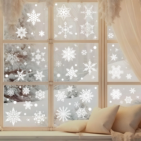 Kerst Sneeuwvlok Vensterstickers PVC Statisch Glasstickers Winter Vakantie Huis Decoratie Wit Herbruikbaar