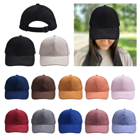 Corduroy Baseball Cap Adjustable Solid Color Casual Soft Sun Protection Hat For Kids And Adults Outdoor Sports