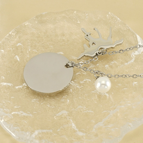 Collana E Bracciale Unicorno In Acciaio Inossidabile Citazione Ispiratrice Disco Perla Artificial Gioielli Regalo Donna