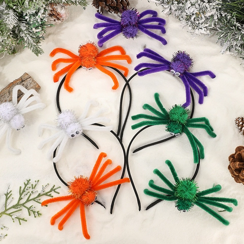 Halloween Ragno Fermaglio Per Capelli Cerchietto Spilla Peluche Tinsel Accessorio Costume Divertente Decorazione Festa Bambini Adulti