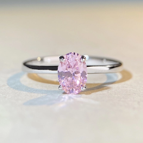 Anello di Lusso in Argento Sterling S925 Taglio Ovale Strass per Donna Elegante Anello per Matrimonio Fidanzamento Gioielli