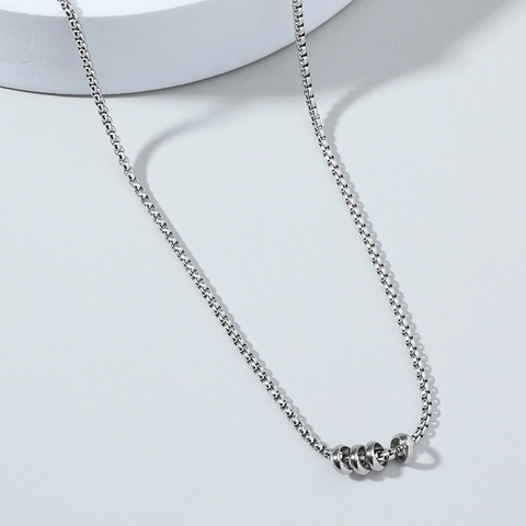Collar Con Colgante De Anillos Circulares Minimalistas Acero Inoxidable Y Aleación Cadena De Caja Joyería Para Mujer