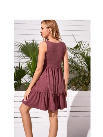 Vestito Premaman Senza Maniche Girocollo Bottoni Decorativi Orlo A Volant A Balze Estate Casual Abbigliamento Gravidanza