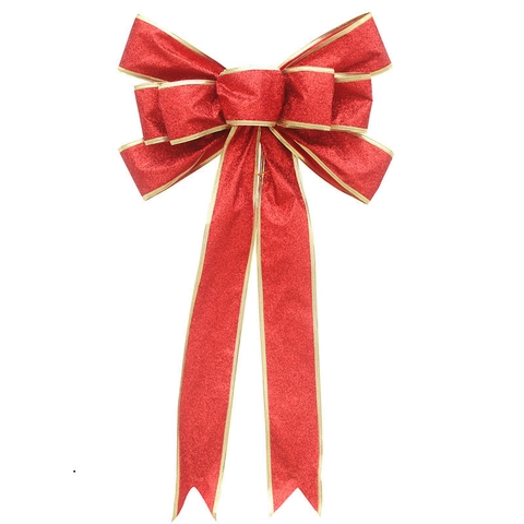 Large Christmas Bows Glitter Sparkly Festive Hanging Ornaments For Christmas Tree Topper Party Home Decor Gold Silver Red