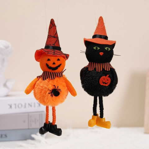 Ornamenti da Appendere per Bambole in Peluche di Halloween Zucca Strega Fantasma Gatto Nero Decorazioni Spaventose per Feste Bar Casa
