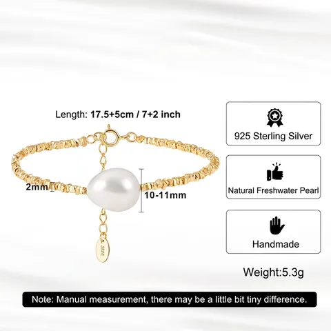 Pulsera De Perlas De Agua Dulce Plata De Ley 925 Cuentas De Plata Irregulares Estilo Barroco Joyas Minimalistas Para Mujeres