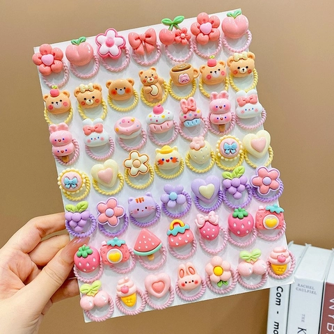 Cartoon Cute Resin Hair Ties Elastic Rubber Bands Fruit Animal Flower Patterns For Kids Toddler Girls Hair Accessories