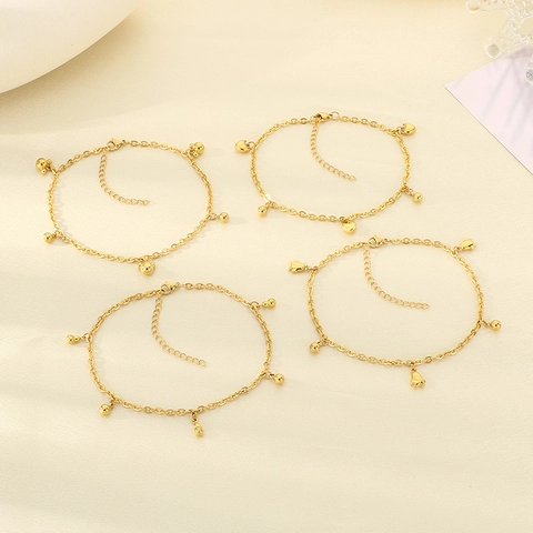 Vergulde Titanium Stalen Enkelband Met Hart Maan Ster Schelp Zeepaardje Bedeltjes Voor Dames Zomer Strand Sieraden