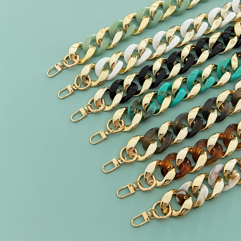 Acrylic Resin Bag Strap Replacement Chain With Gold Metal Links For Women Handbag Shoulder DIY Decorative Accessories