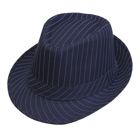 Vintage British Style Fedora Hat Stripe Pattern Jazz Hat For Men Women Cotton Polyester Blend Sun Protection Panama Hat