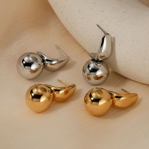 Orecchini A Sfera In Acciaio Inossidabile Placcato Oro PVD Impermeabile Resistente Al Sudor Gioielli Geometrici Minimalisti Per Donne