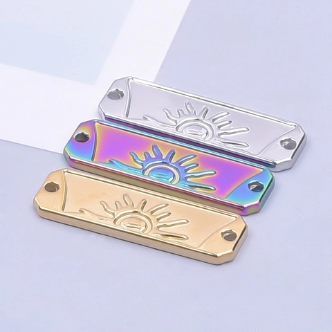 Collar Con Colgante De Sol De Acero Inoxidable Para Mujer Chapado En Oro De 18K Etiqueta Rectangular Minimalista Joyería Boho