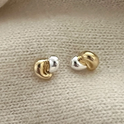 Knoten-Ohrstecker Mit 925 Sterling Silber Ohrstecker Zweifarbig Gold Silber Gemischt Minimalistischer Chic Schmuck Für Damen
