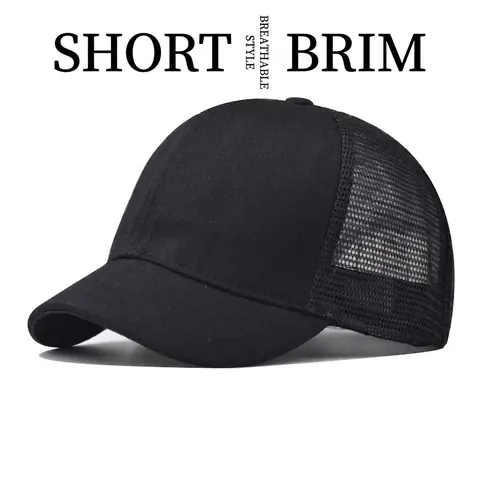 Cappello Da Baseball A Tesa Corta In Rete Traspirante Cotone Camionista Protezione Solare Sport Regolabile