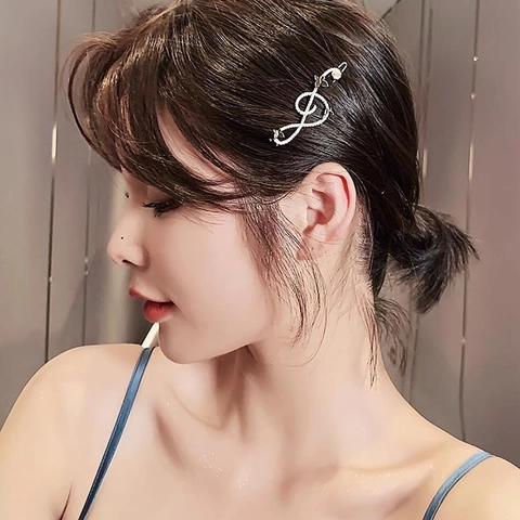 Elegante G-sleutel Muzieknoot Haarklem Strass Vlinder Legering Zijclip Voor Vrouwen Zoete Styling Accessoire
