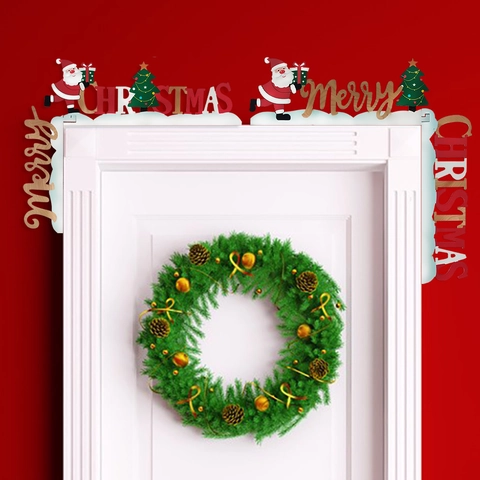 Weihnachten Holz Türrahmen Dekoration Weihnachtsmann Weihnachtsbaum Merry Christmas Schriftzug Ecke Ornament Home Party Dekor