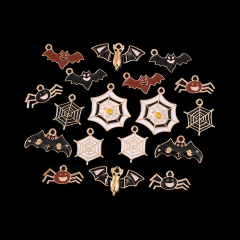 Halloween Chauve-souris Araignée Toile Araignée Alliage Émail Charmes Pendentifs Pour DIY Fabrication Bijoux Colliers Boucles Oreilles