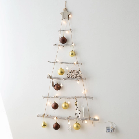 Decoración De Pared Árbol De Navidad Ramas De Madera Con Luces LED Adornos Estilo Nórdico Decoración Del Hogar Para Festividades
