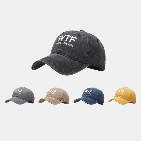 WTF Where's The Fish Gewaschene Baumwolle Baseballkappe Distressed Vintage Verstellbar Sonnenschutz Outdoor Sport Hut