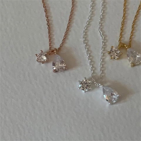 Collana In Argento Sterling 925 Con Ciondolo In Zircone Tondo A Goccia D'acqua Gioielli Eleganti In Stile Coreano