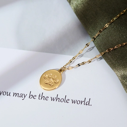 Cat Claw Paw Print Pendant Necklace Titanium Steel Gold Plated Clavicle Chain Cute Animal Jewelry For Women