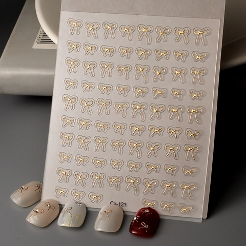 Geprägte Nagelkunst Aufkleber Goldprägung Wasserdicht Selbstklebend Bogen Blume Schmetterling DIY Maniküre Dekoration Für Frauen