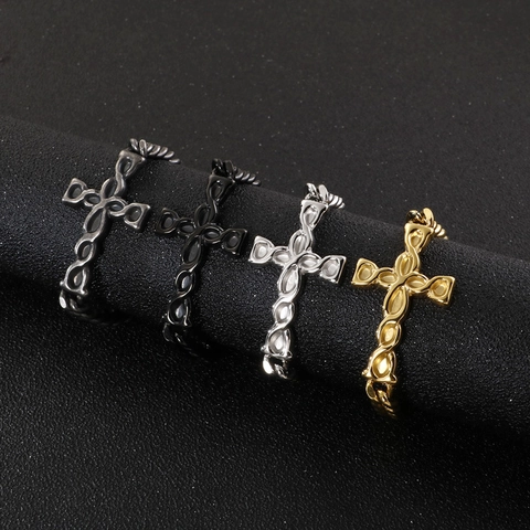 Cross Pendant Bracelet Stainless Steel Cuban Link Chain Punk Street Jewelry For Men Unisex