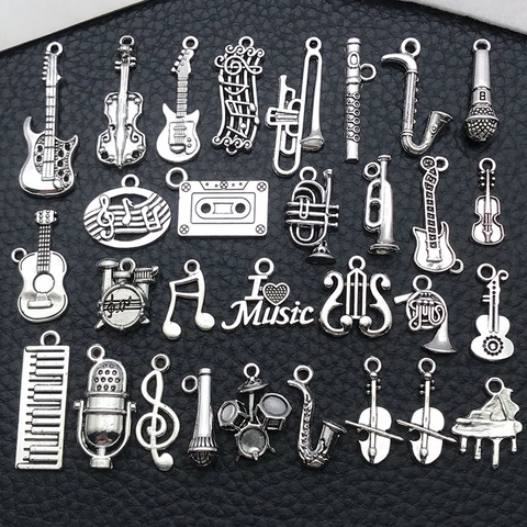 Ciondoli Strumento Musicale Argento Antico Lega Zinco Pendenti Note Musicali Per Creazione Gioielli Fai Da Te Collana Bracciale