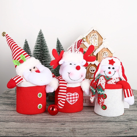 Weihnachten Gestrickte Süßigkeitenbox Weihnachtsmann Schneemann Rentier Geschenkglas Festliche Feiertagsfeier Zuhause Tischdekoration