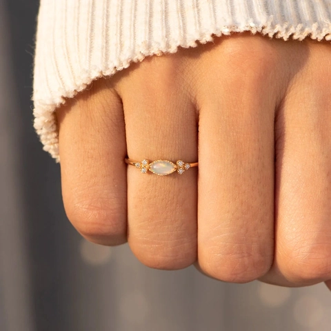 Anillo De Plata De Ley 925 Con Ópalo Marquesa Y Circonita Brillante Joyería De Moda Simple Elegante Regalo Para Mujeres