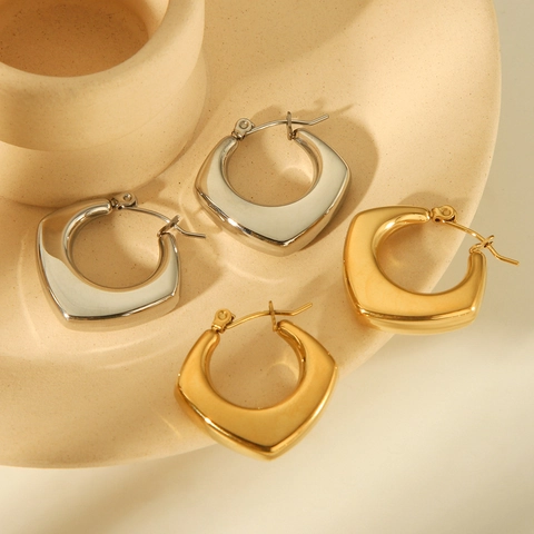 Pendientes De Aro Geométricos De Acero Inoxidable Chapado En Oro Al Vacío Estilo Ins Minimalista Para Mujeres No Se Desvanecen