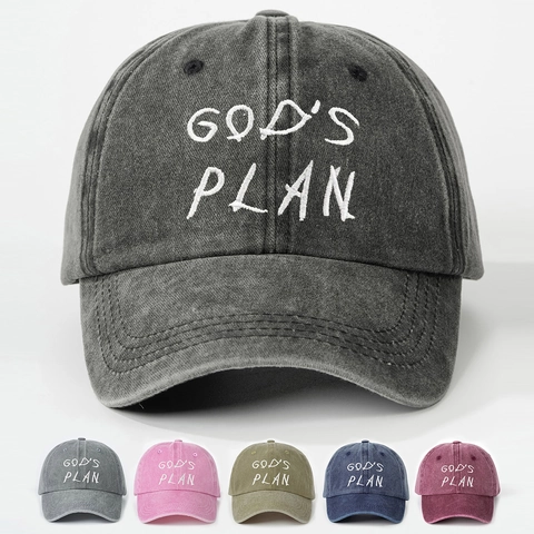 Washed Cotton Baseballkappe Mit Gods Plan Stickerei Vintage Verstellbar Sonnenhut Retro Streetwear Für Damen Herren
