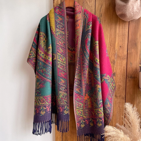 Paisley Schal Stola Kaschmir Imitat Ethnisch Böhmisch Muster Jacquard Mit Quasten Retro Warm Wintertuch Für Damen