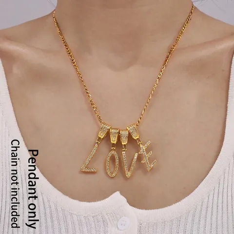 Initial Letter Pendant Copper Micro Pave Zircon 18K Gold Plated Jewelry Accessory For Women Men Chic Style