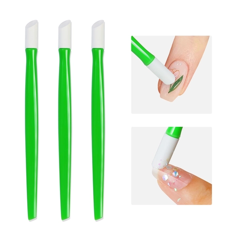 Dubbelzijdige Nail Art Drukstick Plastic Handvat Siliconen Tip Nagelriemduwer Reinigingshulpmiddel Voor Stickers Manicure DIY