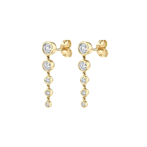 Elegantes Pendientes Largos Con Poste De Cobre Zirconia Cúbica Redonda Graduada Borla Joyería Para Mujer Boda