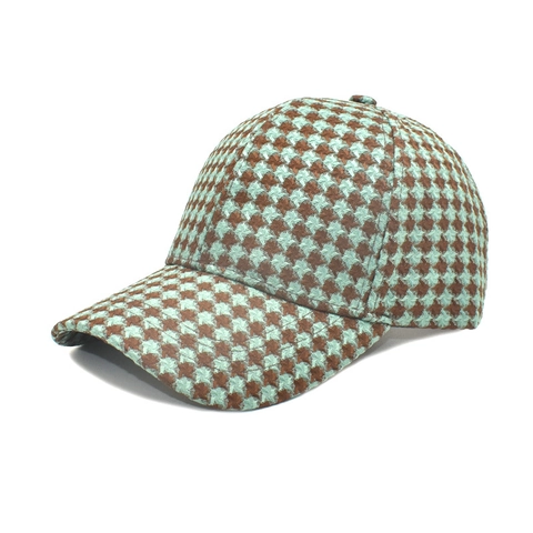 Baseballpet Houndstooth Patroon Polyester Tweed Stijl Gebogen Rand Zonbescherming Outdoor Retro Verstelbare Hoed Unisex
