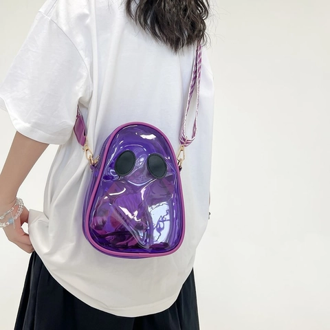Transparente Gespenst Schultertasche Lustige PVC Jelly Umhängetasche Mit Gemustertem Breit Gurt Für Damen
