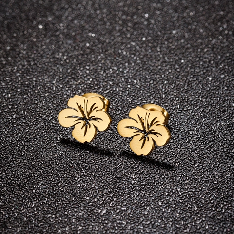 Orecchini A Lobo Con Fiori Traforati In Acciaio Inossidabile Design Ibisco Gioielli Minimalisti Retrò Francesi