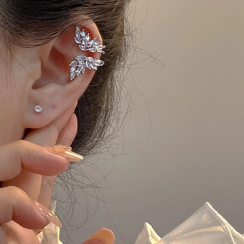 Polsino Per Orecchio A Farfalla Rame Zircone Orecchini Senza Buco Eleganti Gioielli Forma Di Ala Per Donna