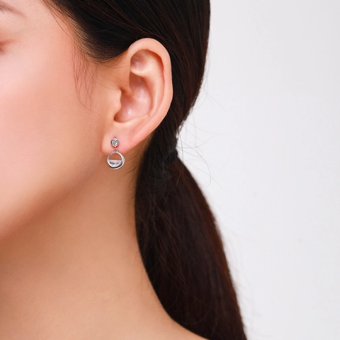 Orecchini Tondi Geometrici Irregolari Argento Sterling 925 Con Zirconia Cubica Gioielli Di Moda Per Donna