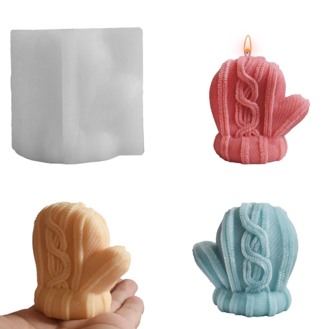 Mitten Glove Silicone Mold Knitting Pattern DIY Scented Candle Soap Plaster Resin Craft Winter Christmas Theme Home Decor